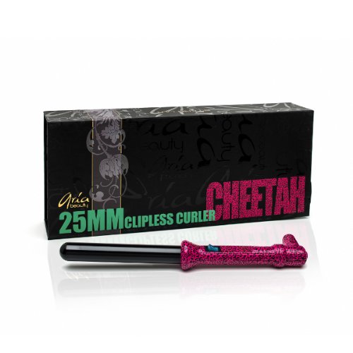 Pink Cheetah 25mm Ceramic Clipless Curler Aria Beauty